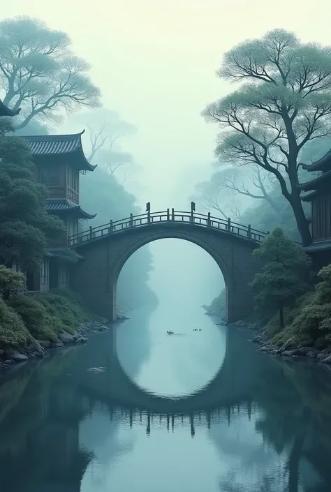 
           Beautiful view of GuangKok ancient village Chinese-style Jiangnan scenery Old town village Ancient trees very thick and thick hazy haze 「Ancient Bridge in the Mist」  Ancient Town Village Painting An Ancient Wooden Arch Bridge Standing in a Hazy...