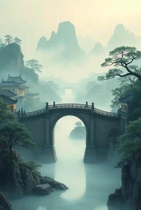 
        Very thick and thick haze wide corner ancient village beautiful view Chinese style Jiangnan landscape Ancient town village ancient tree   「Ancient Bridge in the Mist」  Ancient Town Village Painting An Ancient Wooden Arch Bridge Standing in a Hazy ...