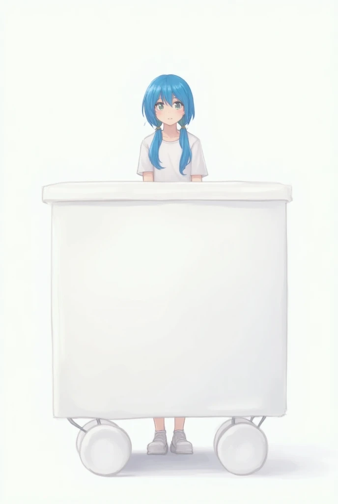 Girl Blue hair white tshirt Currently selling Cart white background