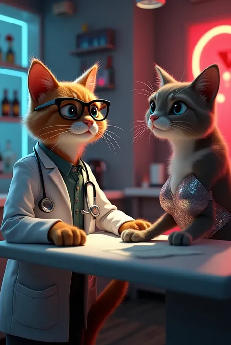 A Hot Cat Cat Doctor Cat  A Bar Dancer Cut to a patient and a doctor treating him