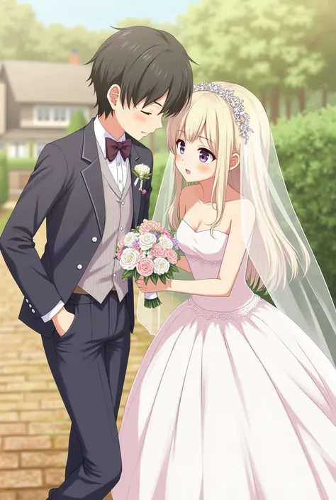 anime、Elementary school couple、nude wedding veil、Wedding Venues