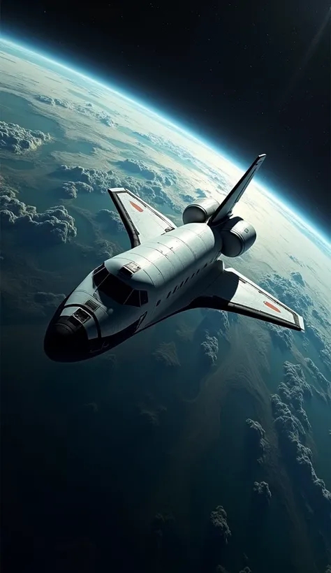 A space shuttle orbiting around earth