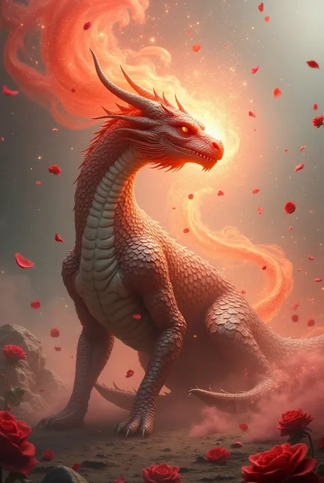 Dragon spitting roses