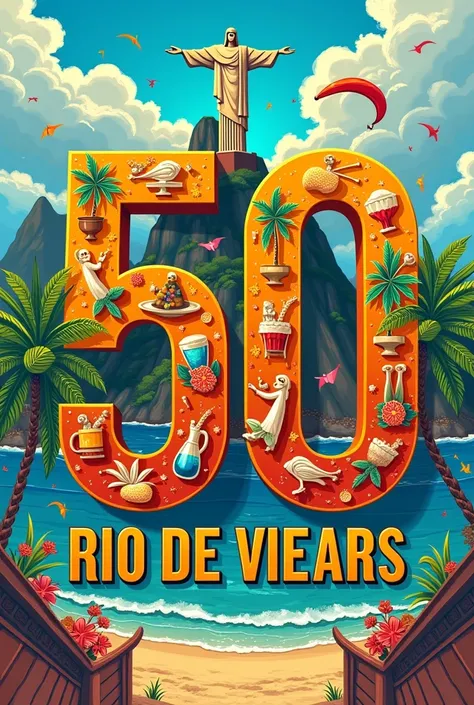  Make me an image to print on a t-shirt to remember the trip of 50 years of the bar of friends who will celebrate it in Rio de Janeiro and that includes the names Maxi in the image, Or, pedro,  Roca Perlas , Tape,  José G , José F , Tito, Billy and also im...