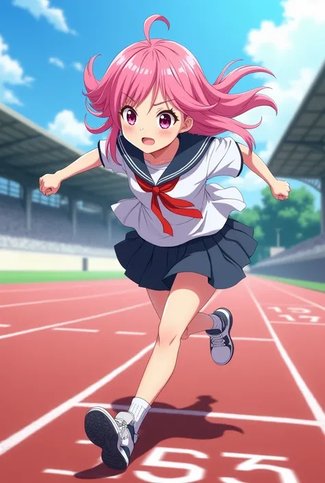  Anime Anya forger A runner on a track with labeled time and distance markers