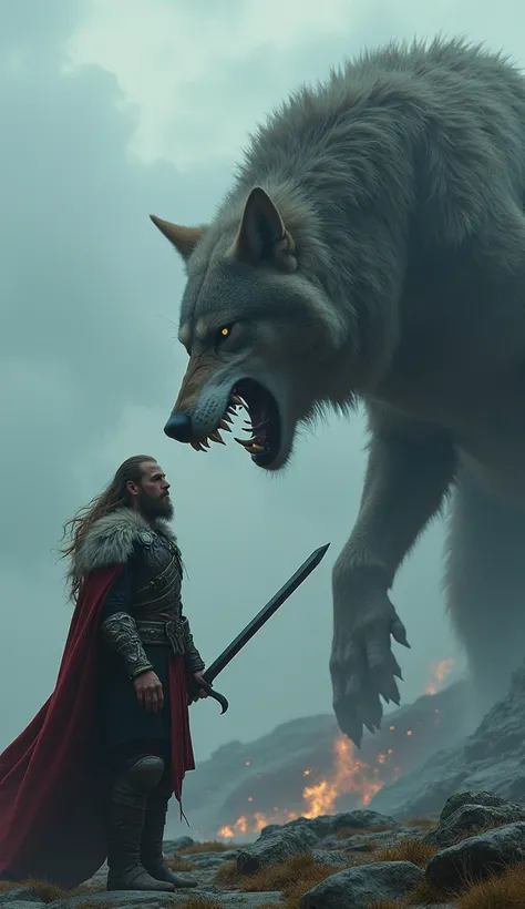 God Tyr loses his hand fighting Lobo Fenrir 