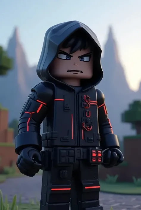 A Minecraft character wearing a hack outfit