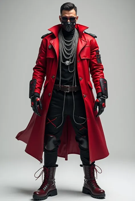 
**Name**  Vortex Commander 

**Appearance**:
- ** Main Colors **:  Intense red and black ,  creating a strong and dynamic combination ,  symbolizing energy and power .
- **Clothing**:  The character wears a stylized military jacket ,  with a light futuris...