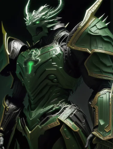 a close up of a person in a green and black costume, dragon knight, shadowverse style, stunning armor, style of raymond swanland...