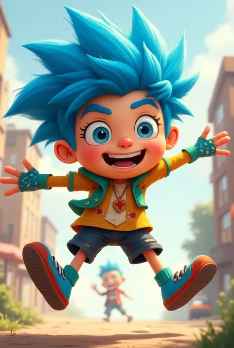 Design a lively character named "Ziggy," who sports vibrant blue hair and a collection of mismatched socks that reflect their playful personality. Ziggy is an adventurous jokester, always looking for fun and excitement. Their favorite catchphrases are, "Le...