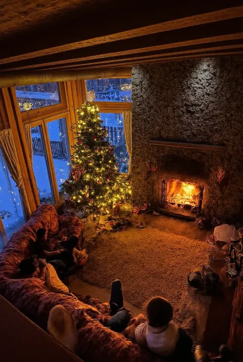 Christmas cabin interior (realistic)