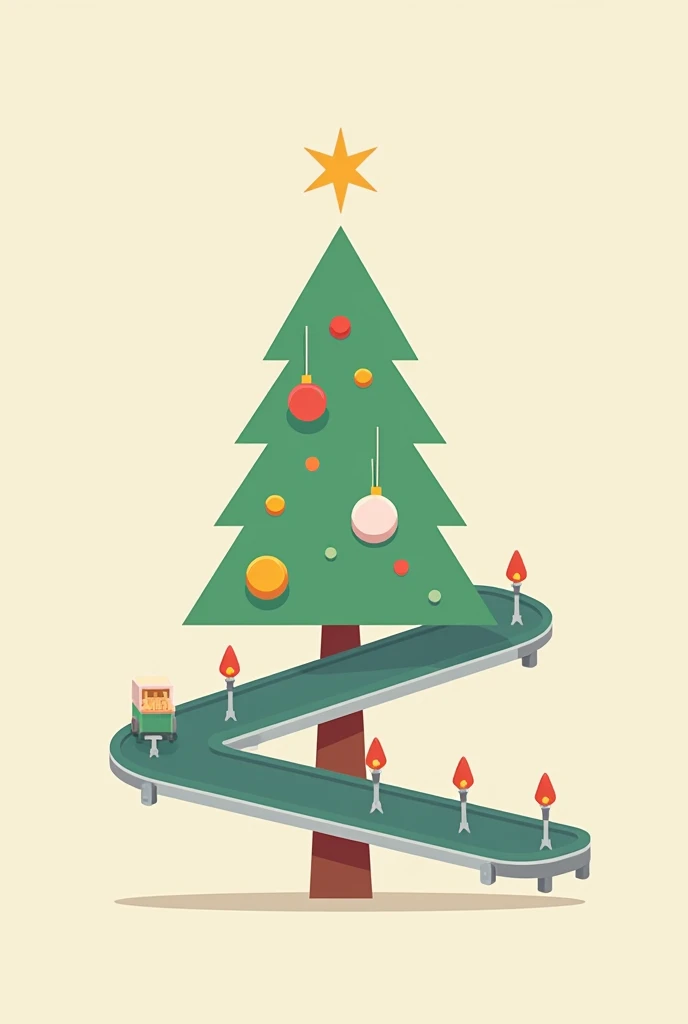 Simple Christmas Tree Design with a Conveyor Belt as the parts of the tree
