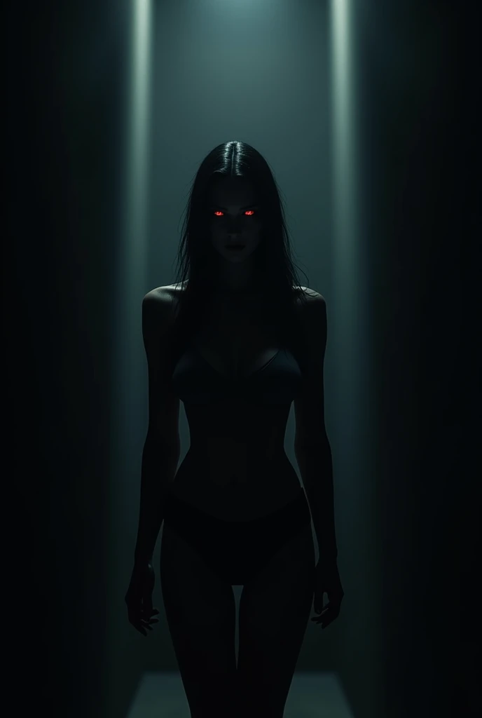  Woman in a dark corridor with minimal clothing