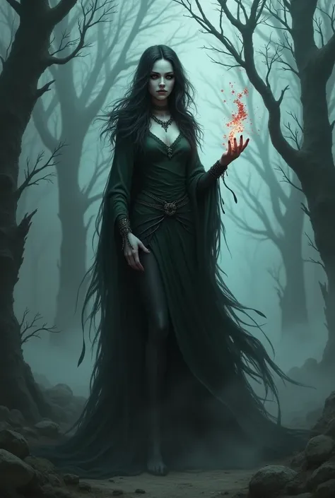 fantasy, beautiful female, Archilich, necromancer, horror theme, dark theme , dark magic 