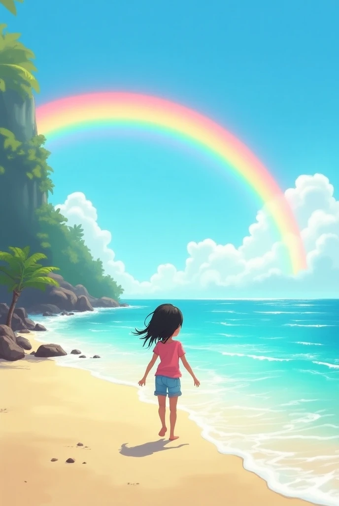 One sunny afternoon, as Lily was walking along the beach, she noticed something strange. A shimmering rainbow appeared on the horizon, stretching across the sky like a giant bridge. Without hesitation, Lily decided to follow it, hoping it would lead her to...