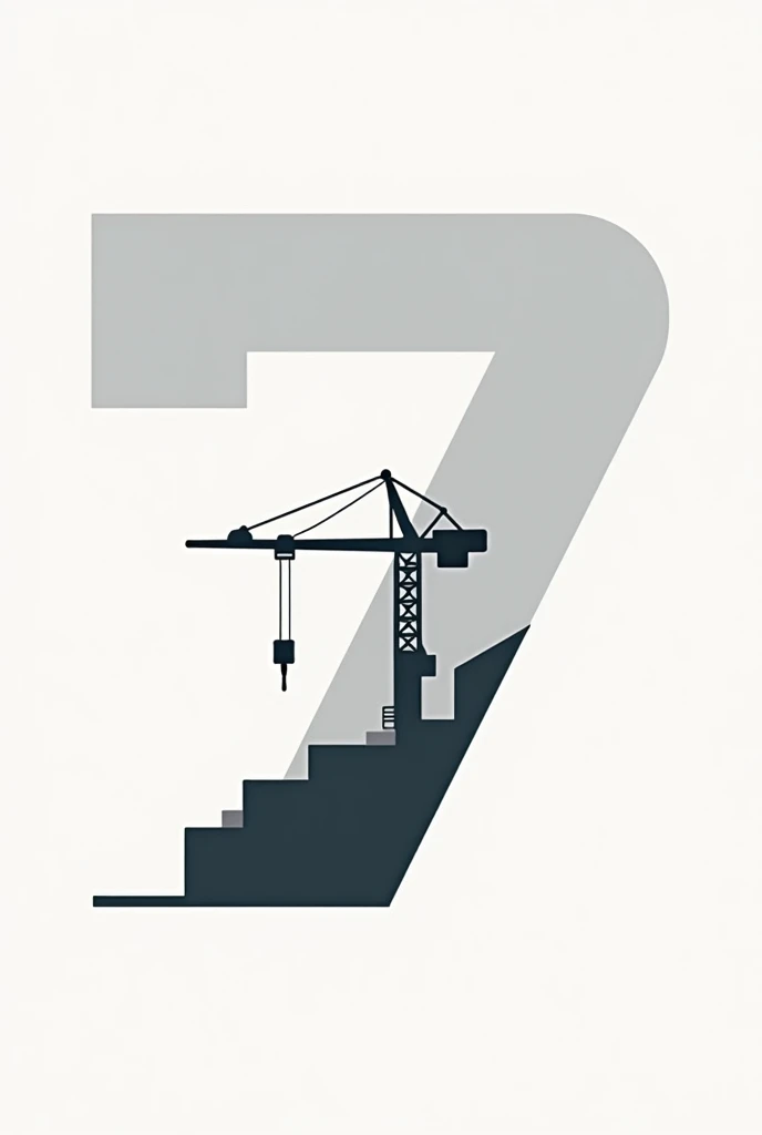 A logo that contains the number 7 but that 7 is the mixture with a construction crane,  silhouette should not be realistic, rather a  
