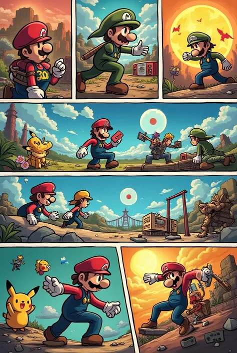 
  Nintendo: past, present and future at the heart of gaming
A comic book style image 6 images in a single image
 