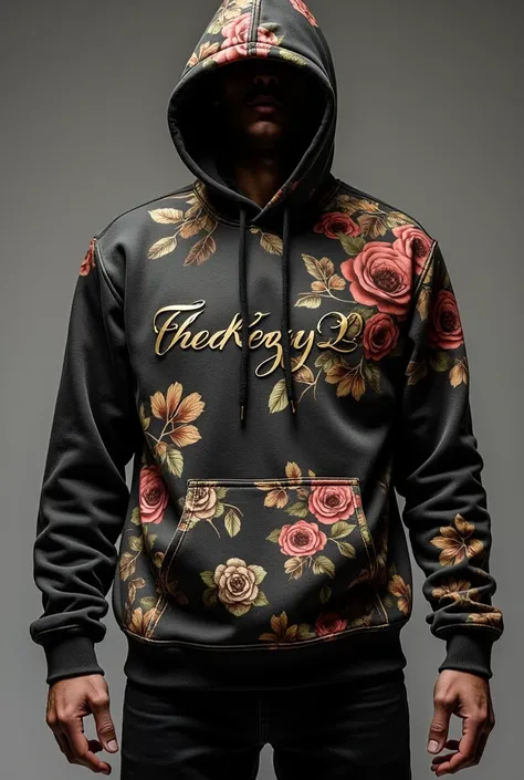 A high-fashion, luxurious sweatshirt for men crafted from premium fabric, showcasing advanced sublimation pattren techniques and adorned with elegant cursive script on the chest. Intricate detailing and a refined aesthetic highlight its sophistication, whi...