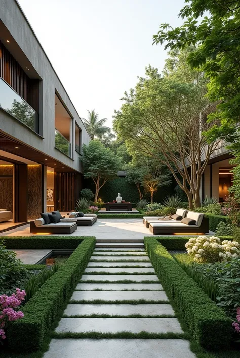 Modern garden of a villa in Delhi chic and elegant