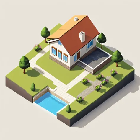 a house, isometric view, map tile, simple background