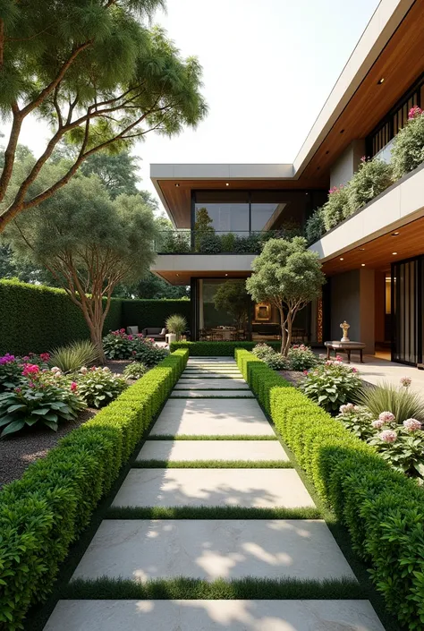 Modern garden of a villa in Delhi chic and elegant