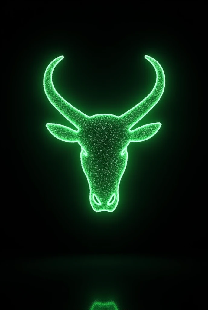 3D banner featuring the silhouette of a [Taurus] formed by glowing neon green digital code, similar to falling data from the Matrix, scattered to create a pixelated, glitch effect like the Matrix. Solid black background, digital and abstract aesthetic, smo...