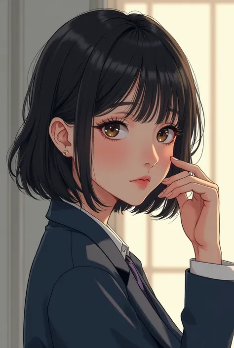 A manhwa intelligent looking girl