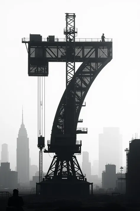 Hello I want the silhouette of an unexpected 7 in a construction crane 