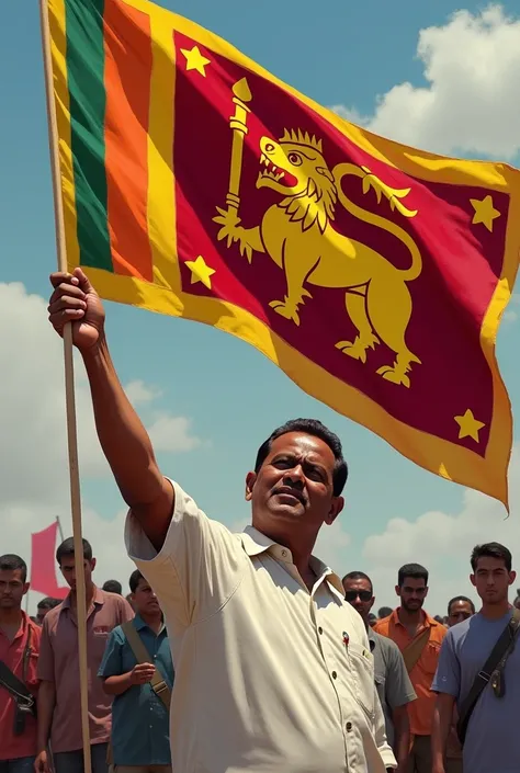 Srilanka flag in anura Kumara disanayaka hand.now srilanka prasedent AKD