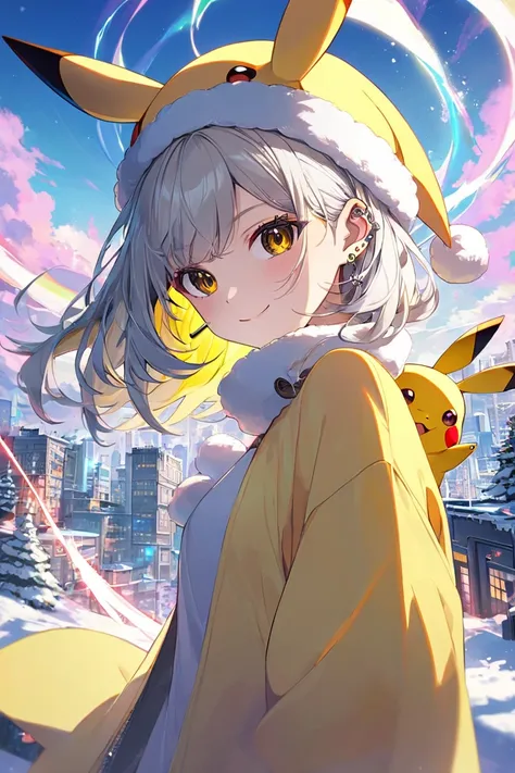 (masterpiece, best quality:1.2), (absurdres, highres, ultra-detailed), (perfect anatomy), 
1 Japanese (Pokémon pikachu) woman,((Pokémon pikachu)),
22yo,beautiful eyes00 , 
 ((multicolored hair , dark  yellow hair,   yellow hair,   light silver hair)))
（Chr...