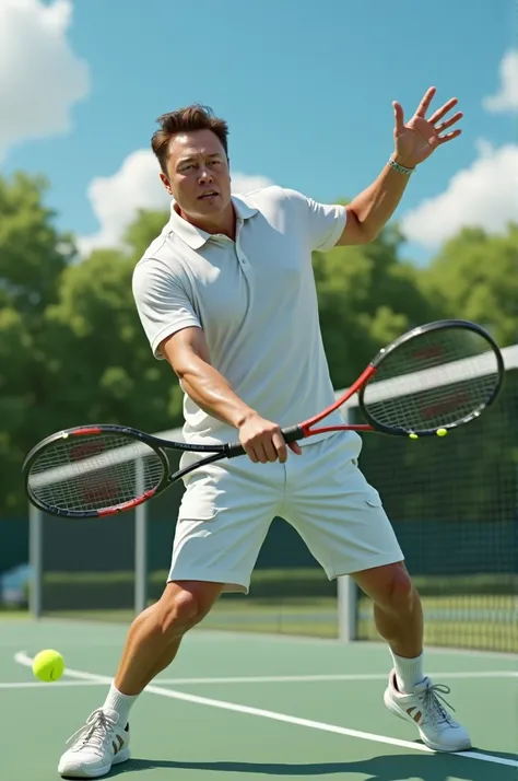 Elon Mosk playing tennis