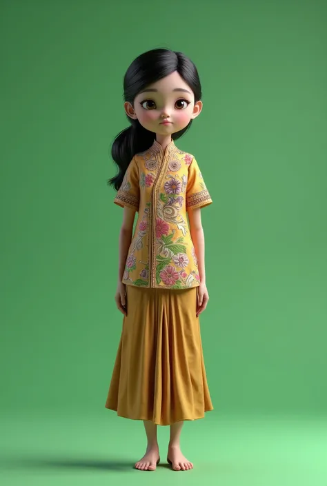 3D , Indonesia, javanese , small , Girl,  Female,  tiny, green screen, stand, baju kebaya Indonesia