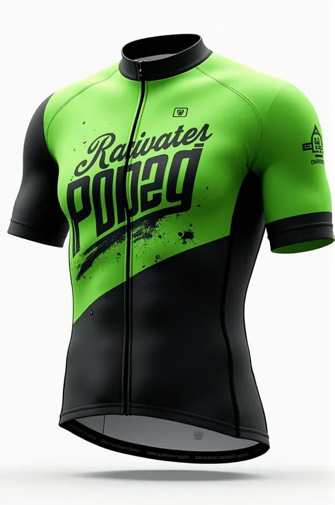  A green and black cycling jersey 
with the text in Spanish " long-distance pre-cyclist t-shirt " 
printed on it daring font
3D t-shirt only 