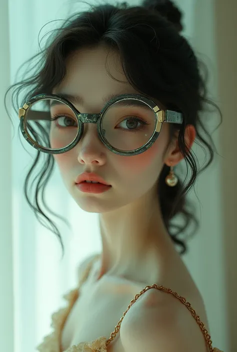 glasses  Bottle body, glasses girl
