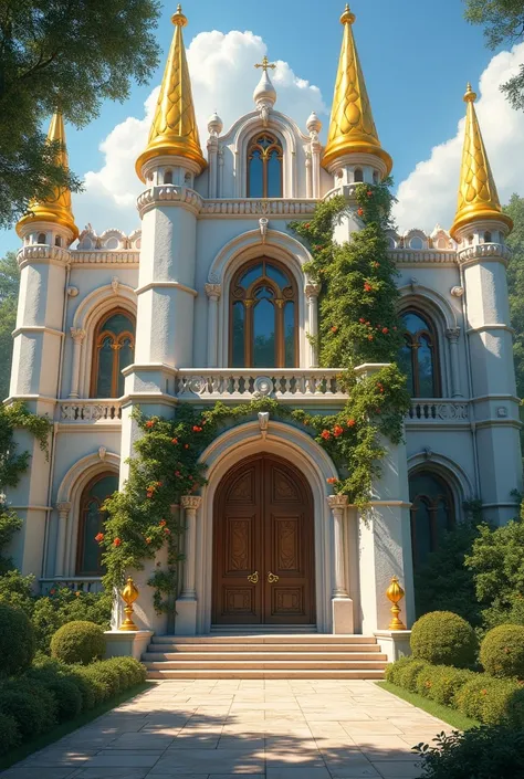 It was a palace unlike anything she had ever seen, grand and ancient, yet alive with magic. The structure was crafted from gleaming white stone that shimmered faintly in the sunlight, as though it held its own light. Vines of vibrant flowers cascaded down ...