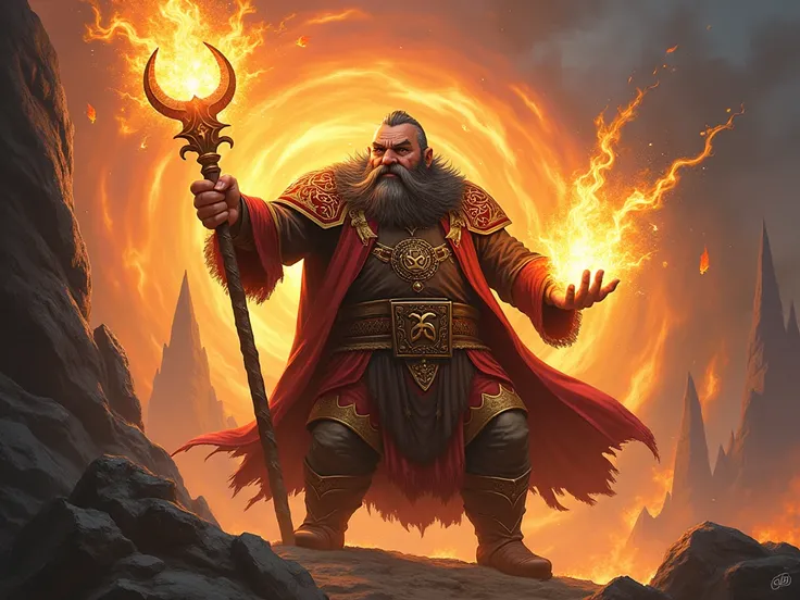 a dwarf, flame，Fantasy，Wizards of the Coast LLC