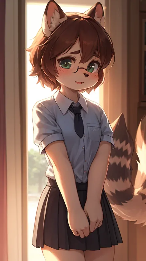 The dildo is stuck deep in , geeky raccoon dog girl , (Freckles:0.9) , Disheveled hair , loose body , Disheveled neat school uniform , hide crotch by skirt , bend over
, ( soft focus , Shallow focus , soft light , Cross Process , Tyndall ) , Mature female ...