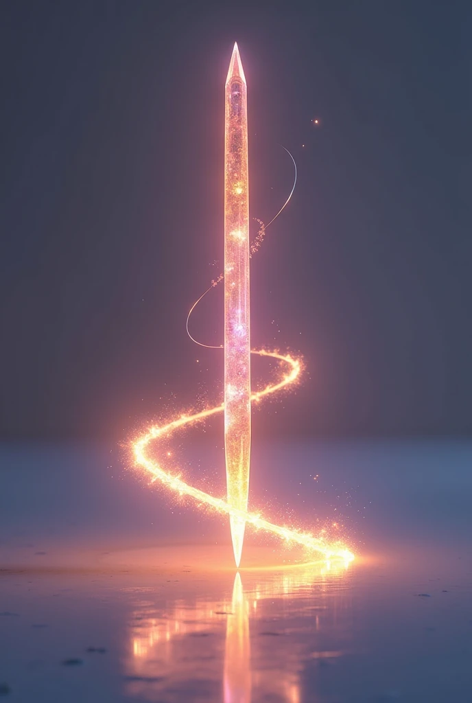 Incandescent crystal sword that levitates on a curve 