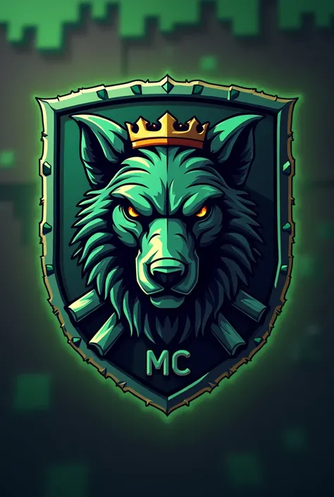 Coat of arms of the video game players league, minecraft server logo named Sniffer MC, with Sniffer MC text in it, Big Bold minecraft theme, with minecraft background