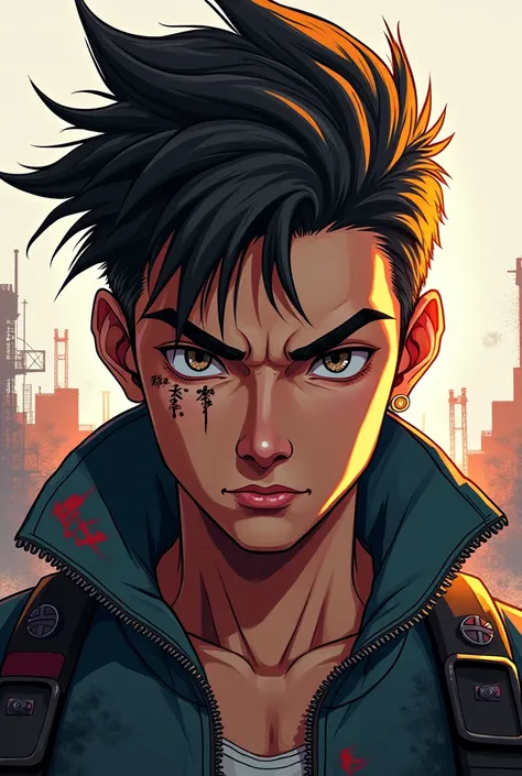 Crie aiden caldwell do jogo dying light 2 no estilo de anime