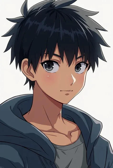 Generate a image of Anime teenager boy  and short hair like gojo in black colour

