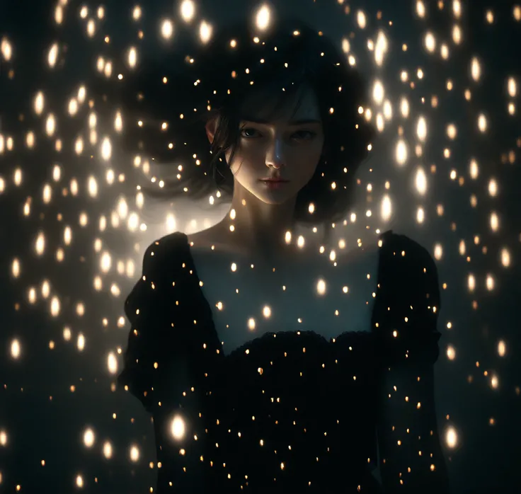 there is a woman in a black dress posing for a picture, soft portrait shot 8 k, 8 k sensual lighting, 8k portrait, in the art style of bowater, soft lighting 8k, portrait shot 8 k, highly detailed vfx portrait of, highly detailed vfx portrait, with pale sk...