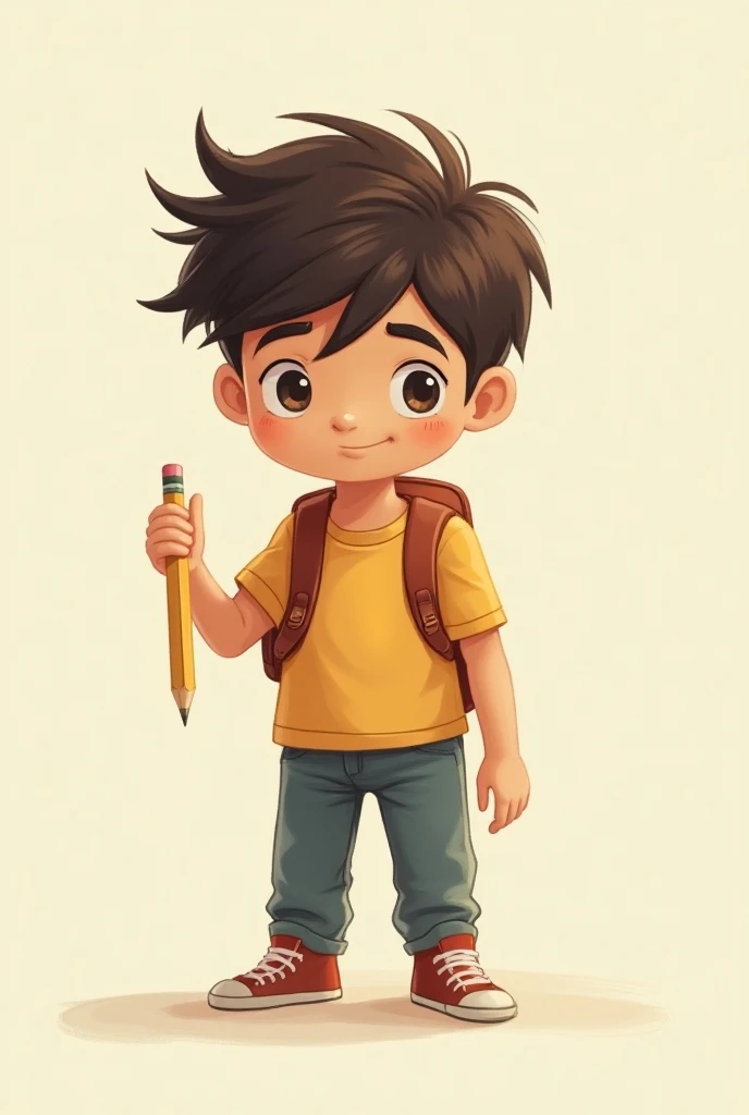 Third quality: the pencil always allows us to use an eraser to rub out any mistakes. This means  that correcting something we did is not necessarily a bad thing; it helps to keep us on the road to justice.’ show the boy
 please generate an animated image 