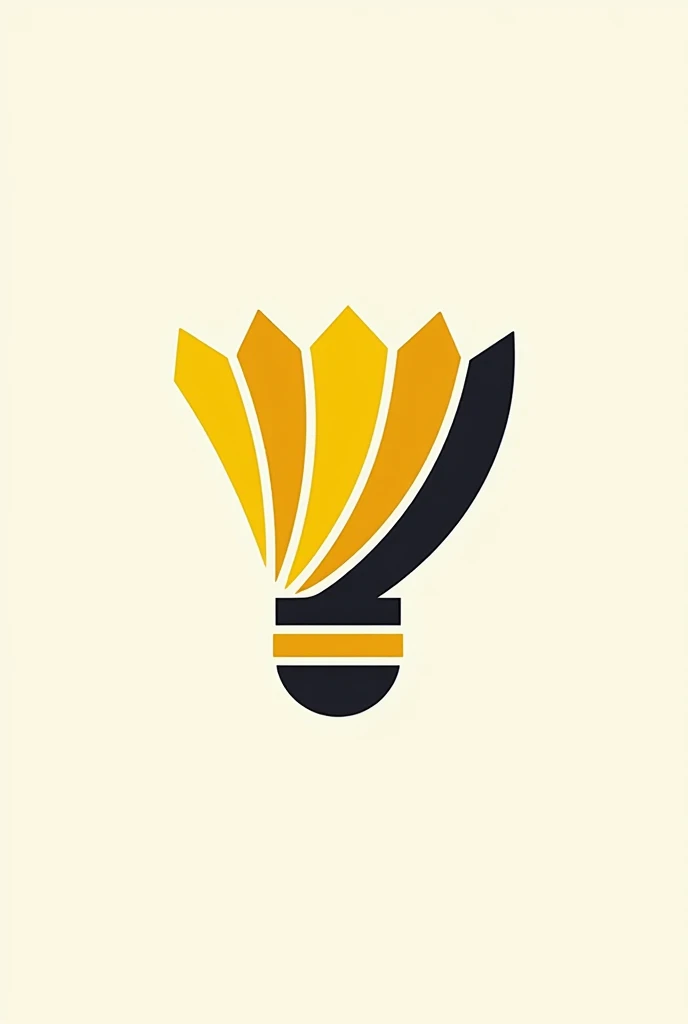 Logo de badminton avec du jaune du noir du blanc pas trop complexe, avec du mouvement 