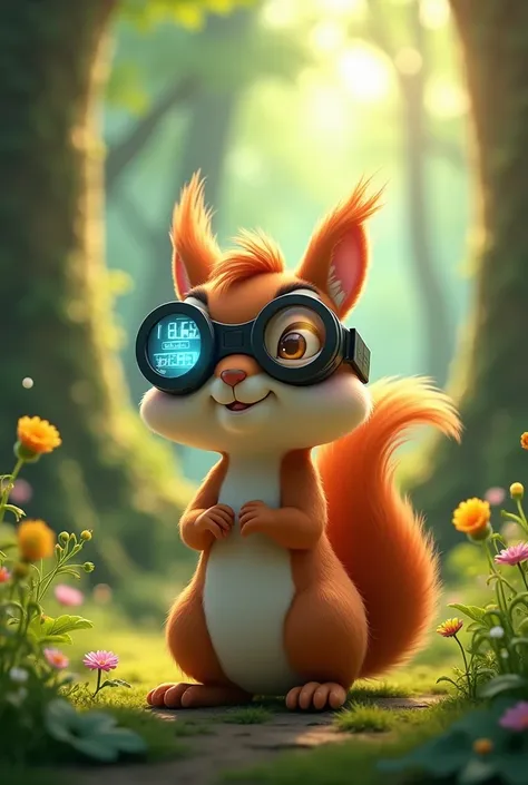 peanut the squirrell wearing a power level glasses dragonball z 