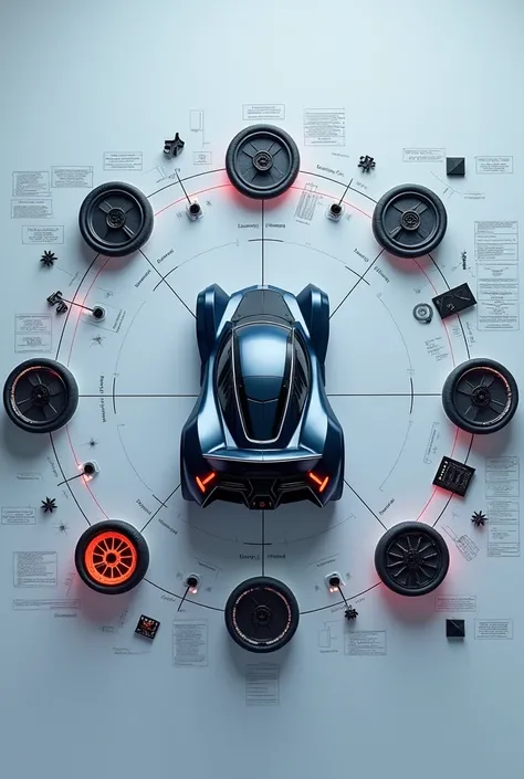 Make a science project picture of "wifi controlled RC car with integrated Bluetooth speaker " and also make those components which are used to make this robot.make sure this diagram make in a circle 

