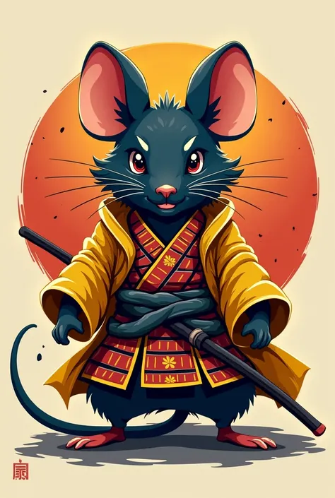 Golden robe Dangan samurai mouse logo with OXY name 