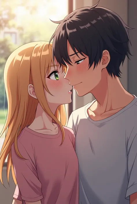 An anime girl sucking her boyfriends cock