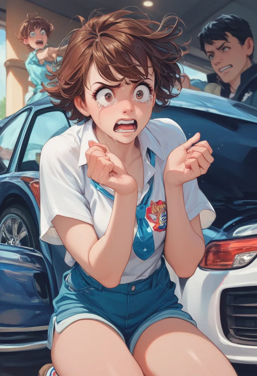 my honda, ,  short brown hair , student, cornered,  scared