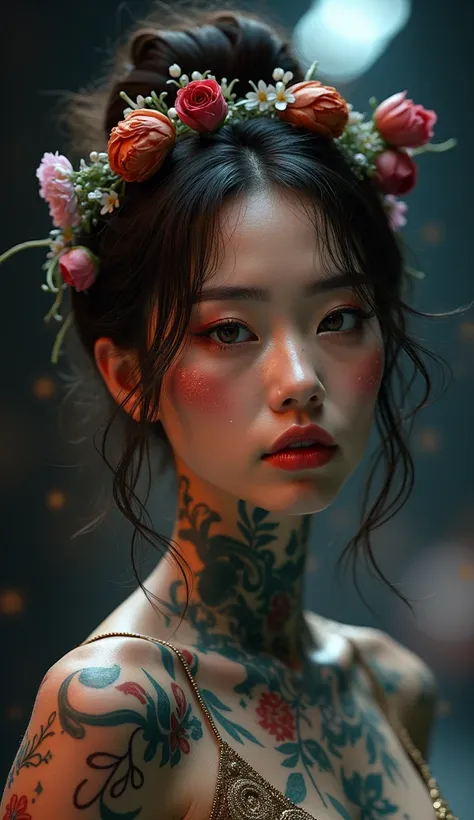 Beautiful Sony α7R IV, 1/320s, f/2.8, ISO 400, .Cinematic hyperrealism: Cinematic hyperrealism: imagine a highly visual image, imbued with raw emotion and melancholy. Cinematic photorealism: Use hyper-realistic textures, particularly for the skin, hair and...